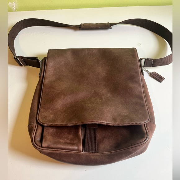 Coach Unisex Dark Brown  Leather Messenger Bag - Picture 1 of 7